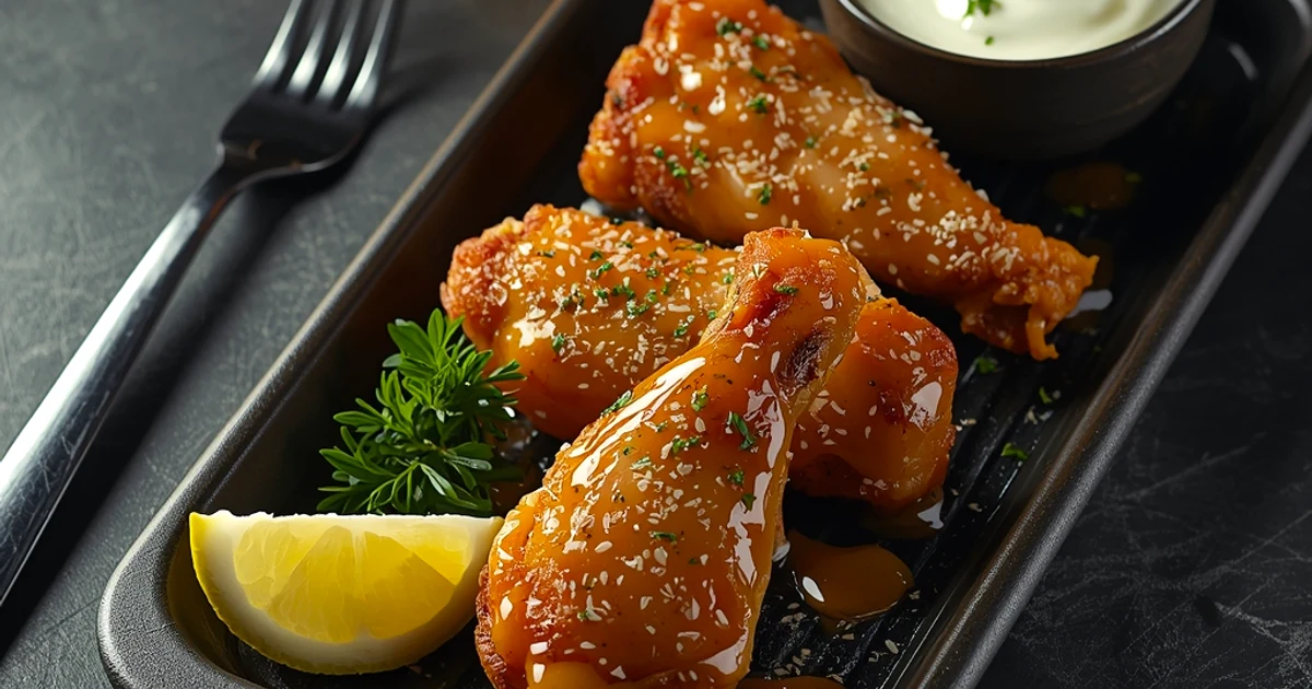 Ailerons de poulet croustillants au citron et parmesan, sauce yaourt