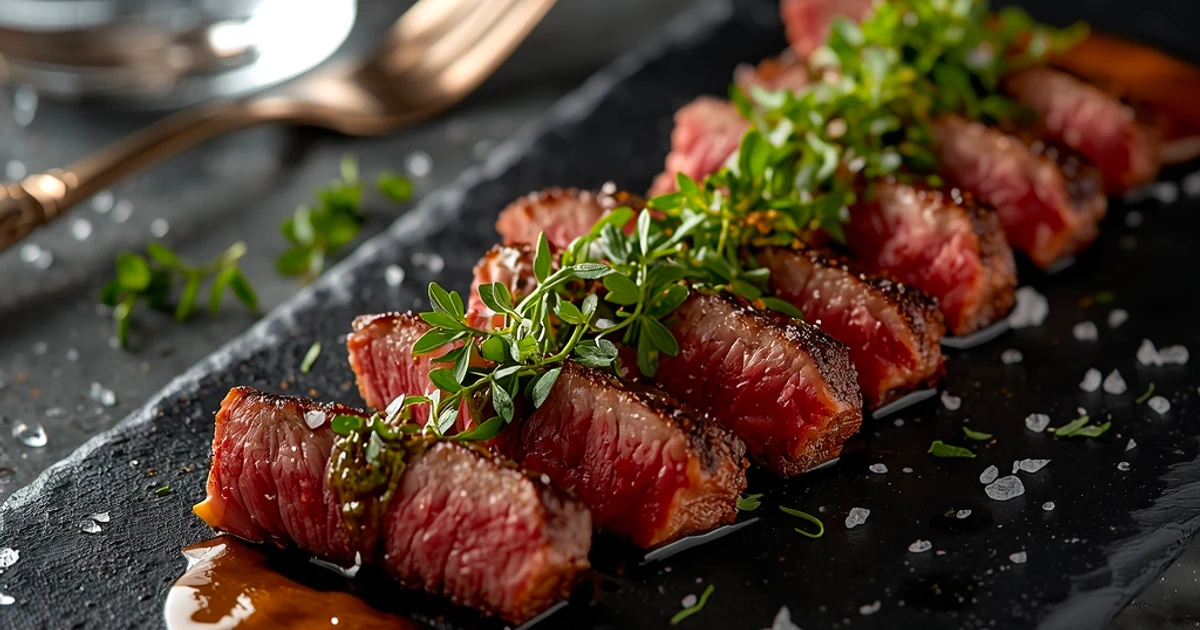 Bavette de bœuf grillée et sa sauce chimichurri maison aux herbes fraîches