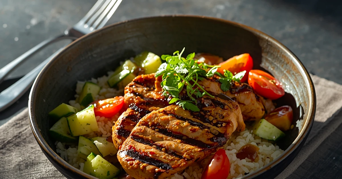 Bols de poulet tendre saumuré à la feta et salade shirazi