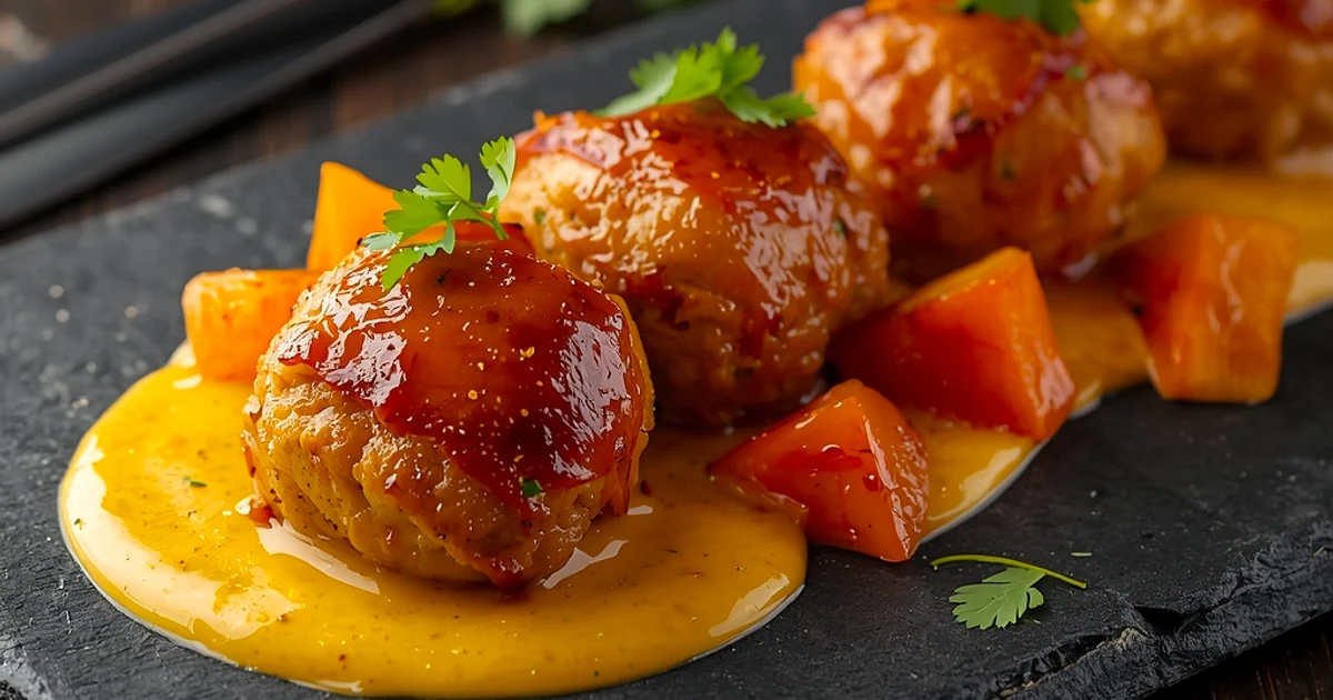 Boulettes de poulet moelleuses à la courgette et sauce curry coco