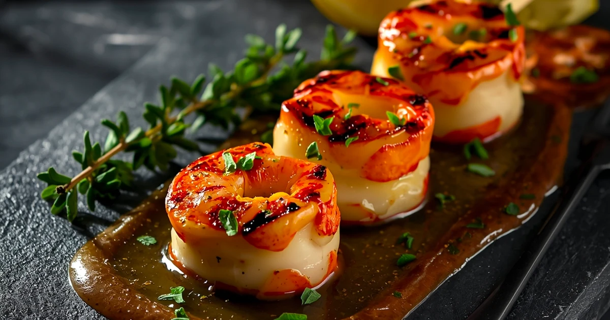 Brochettes de queues de homard grillées au beurre citronné