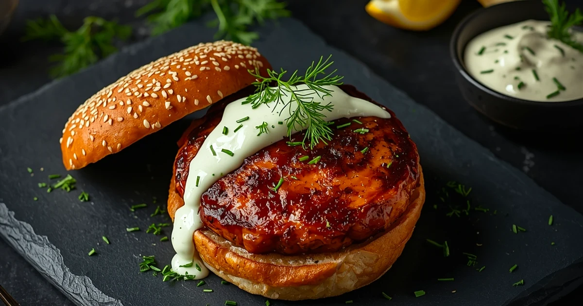 Burgers de saumon frais maison à l'aneth et sauce tzatziki