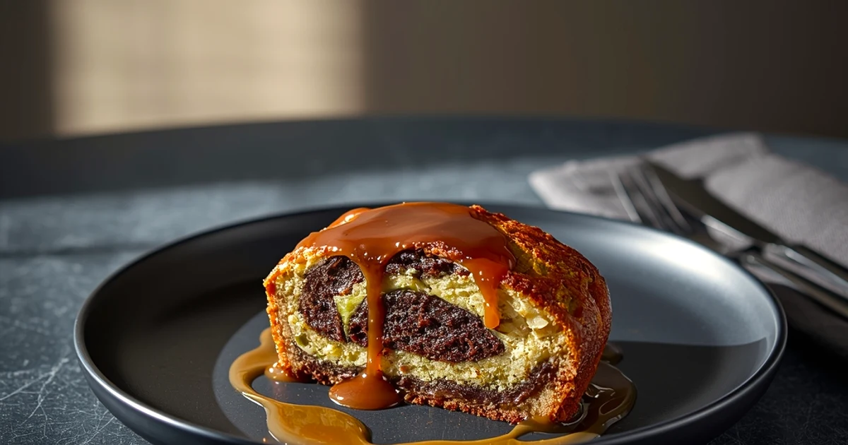 Cake marbré onctueux au chocolat noir et à la pistache grillée