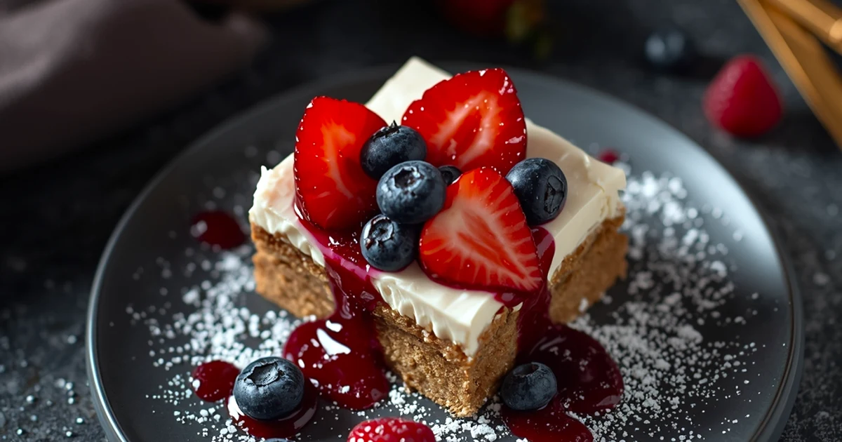 Carrés de biscuit sablé moelleux aux fruits rouges d'été