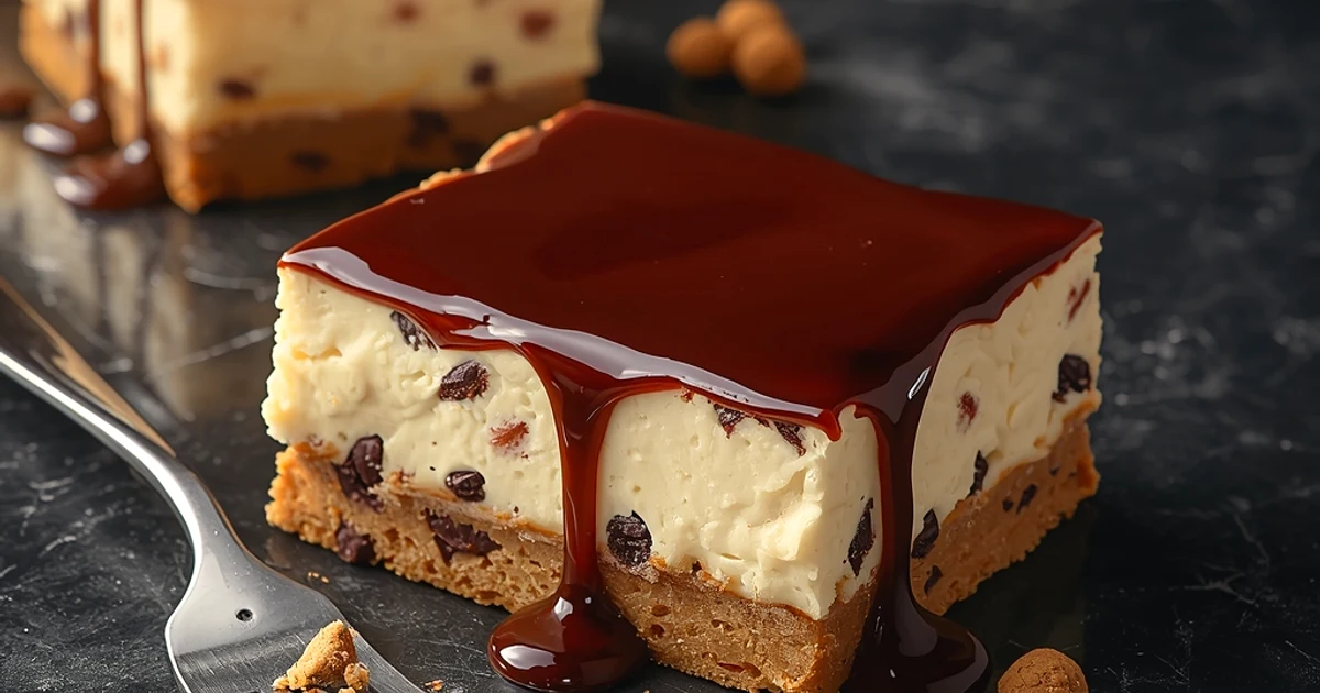 Carrés fondants au biscuit aux pépites de chocolat et crème onctueuse
