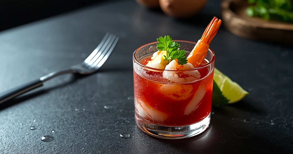 Cocktail de crevettes à la mexicaine et légumes croquants au citron vert