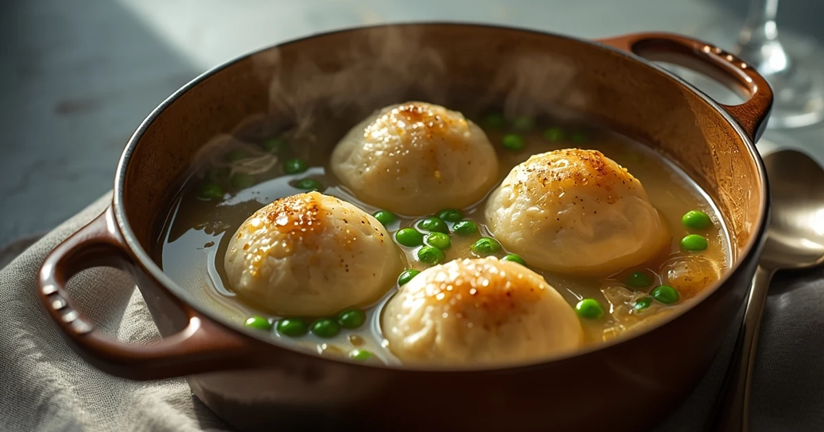 Cocotte de poulet printanière aux poireaux et boulettes de pâte moelleuses au yaourt