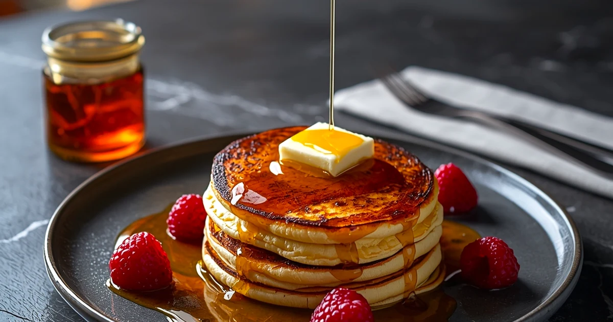 Crêpes épaisses et moelleuses au fromage frais granuleux et miel