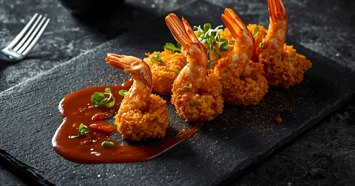 Crevettes croustillantes à la noix de coco et leur sauce douce