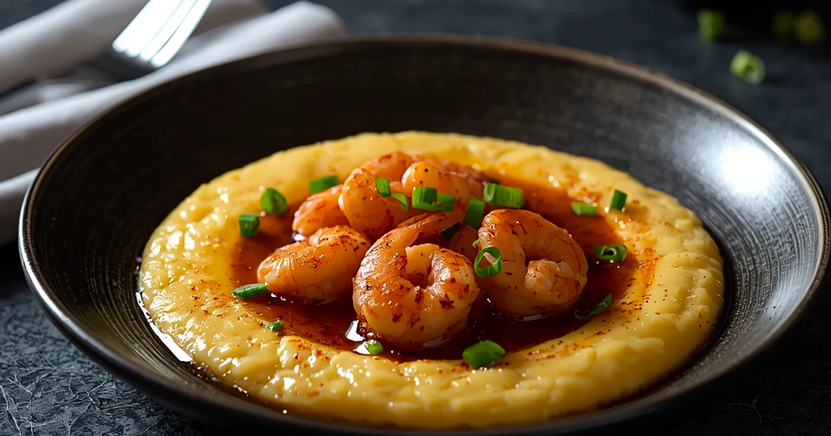 Crevettes sautées aux épices et leur polenta crémeuse au fromage