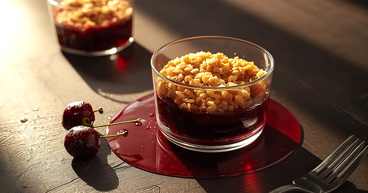Croustillant de cerises fraîches aux amandes et flocons d'avoine