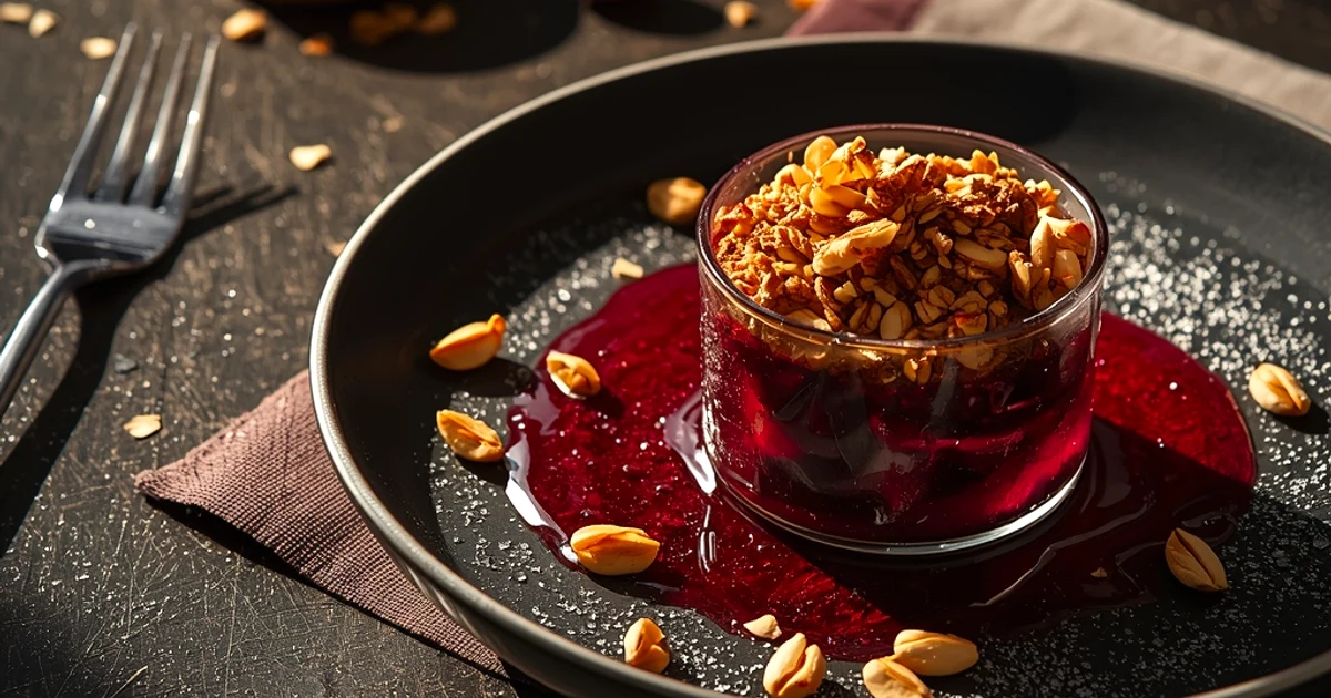 Croustillant doré aux cerises douces et éclats de noisettes