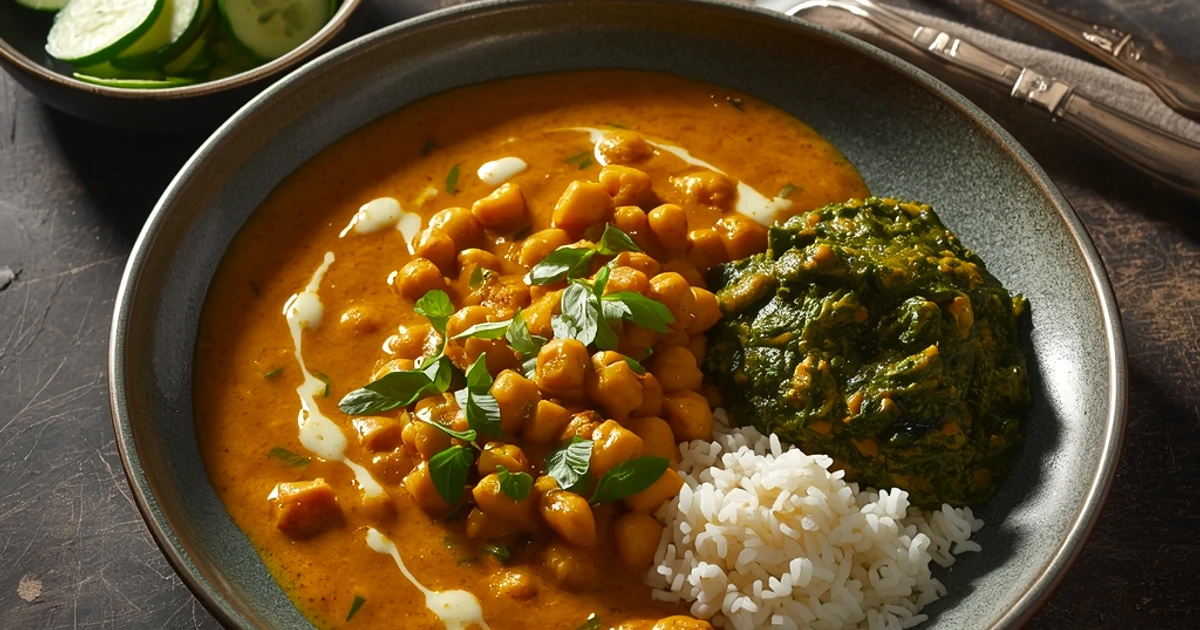 Curry express de pois chiches fondants au lait de coco et épinards