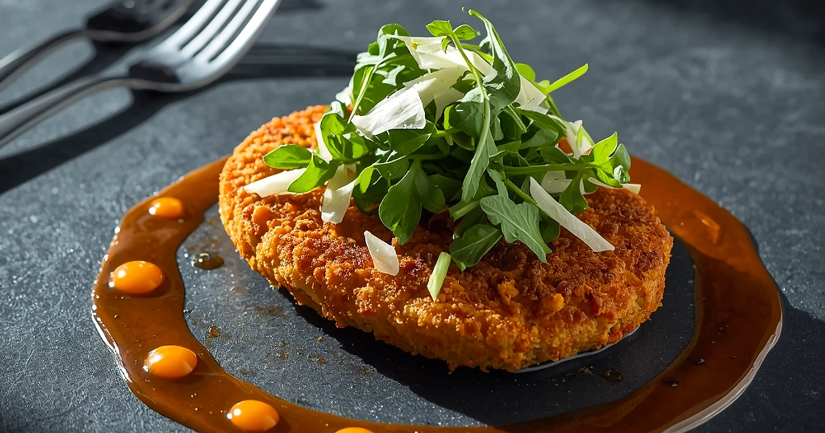 Escalope géante de poulet croustillante et sa salade de roquette