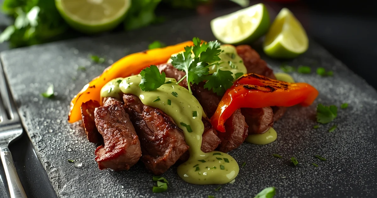 Fajitas de bœuf grillé et leur sauce crémeuse au piment jalapeño