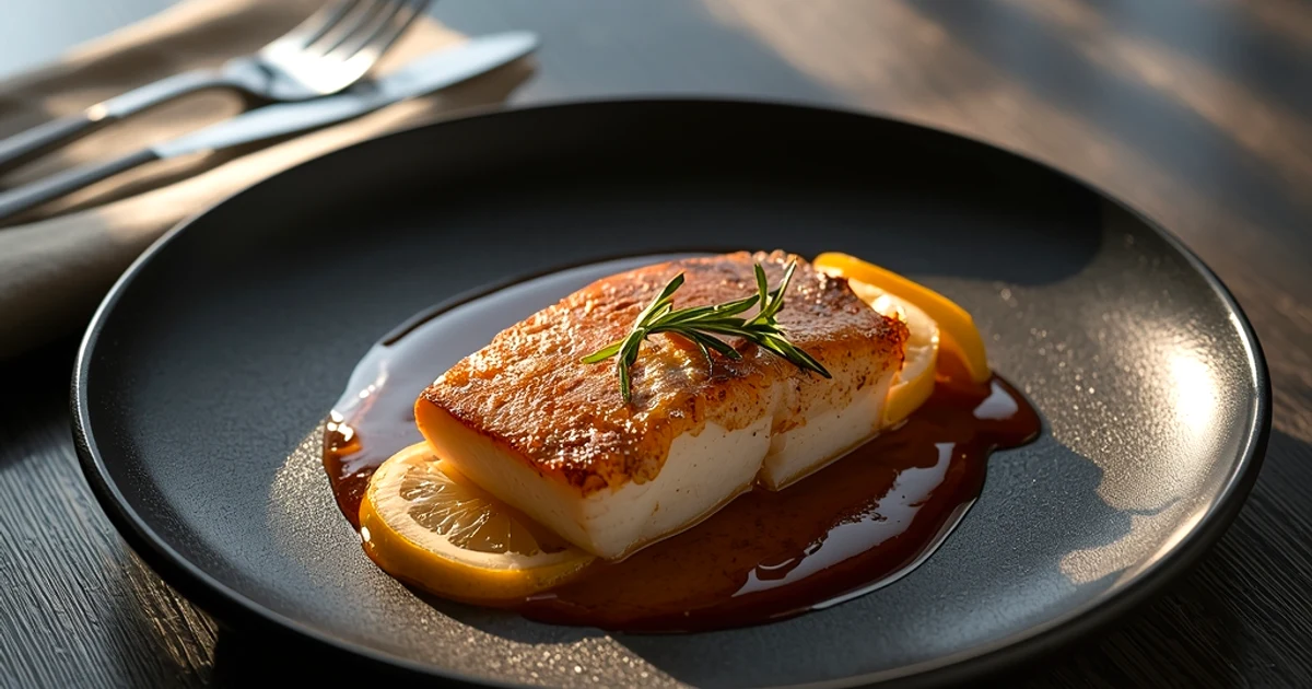 Filet de flétan rôti au four au citron et romarin frais