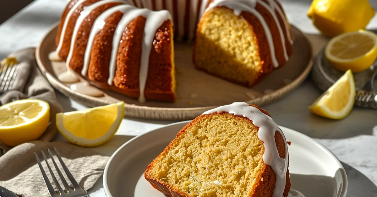 Gâteau en couronne au citron et courgette fondante, glaçage acidulé