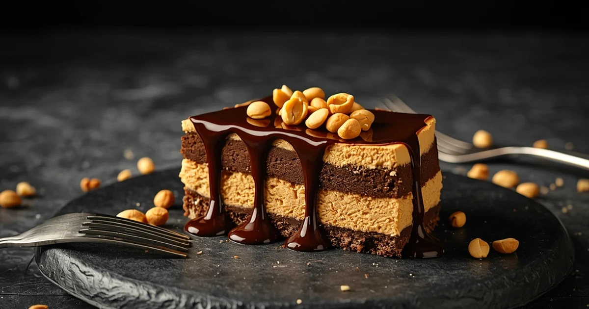 Gâteau fondant au fromage et beurre de cacahuètes sans cuisson et chocolat