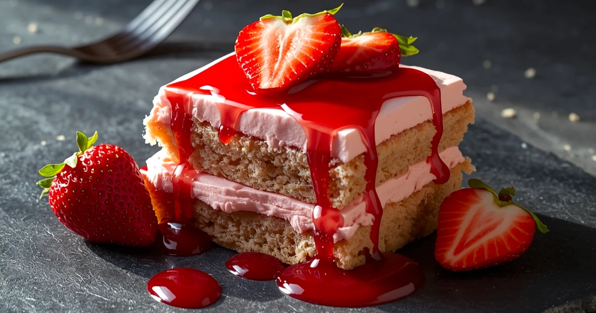 Gâteau moelleux aux fraises de saison et crème au beurre rose