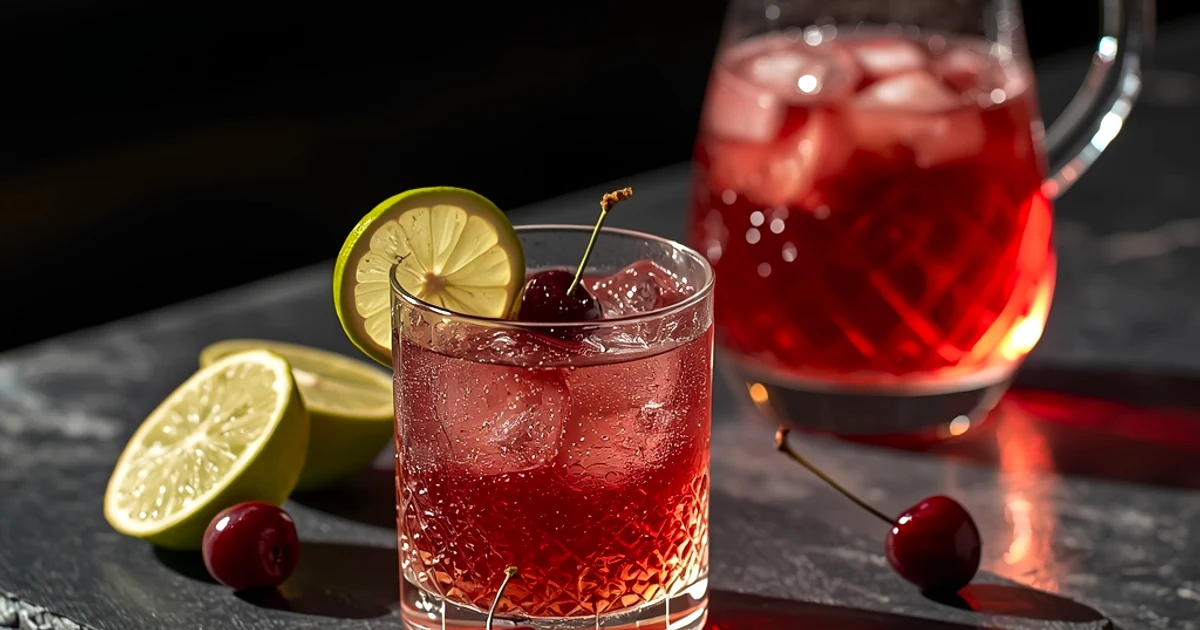 Limonade pétillante à la cerise et au citron vert façon cocktail