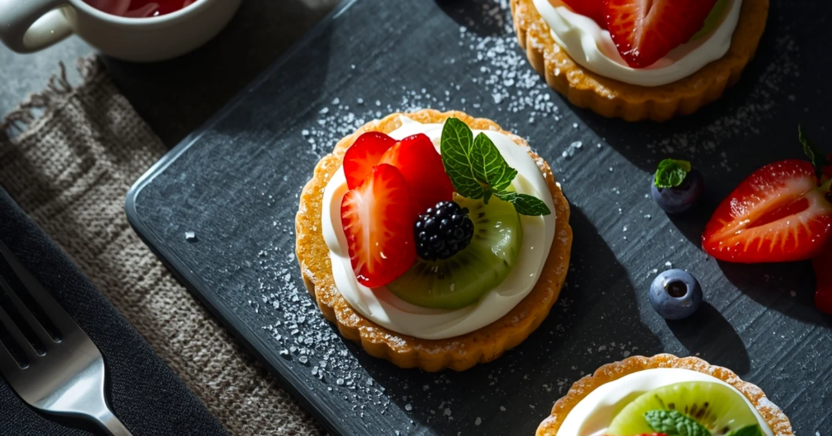 Mini-pizzas sucrées aux fruits frais et crème fouettée