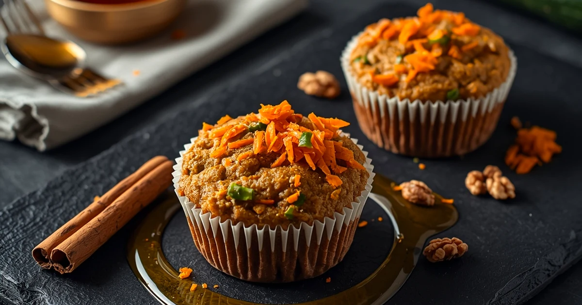 Muffins moelleux de l'éveil aux carottes, courgettes et éclats de noix