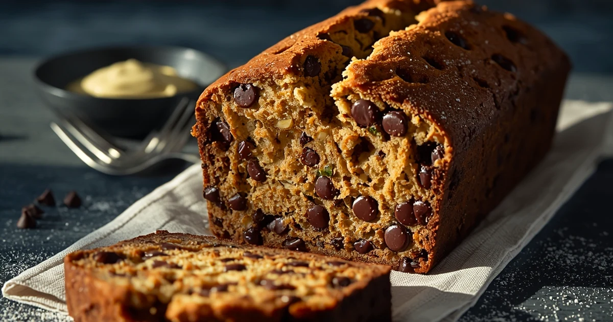 Pain de courgettes moelleux aux pépites de chocolat noir et compote fondante