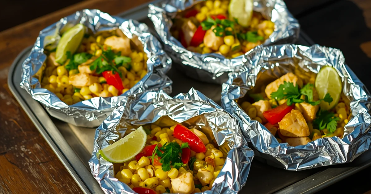 Papillotes de cabillaud façon tacos mexicains au maïs doux