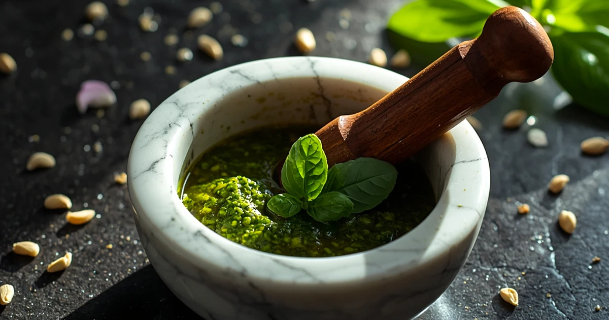 Pesto de basilic frais maison au citron et pignons de pin