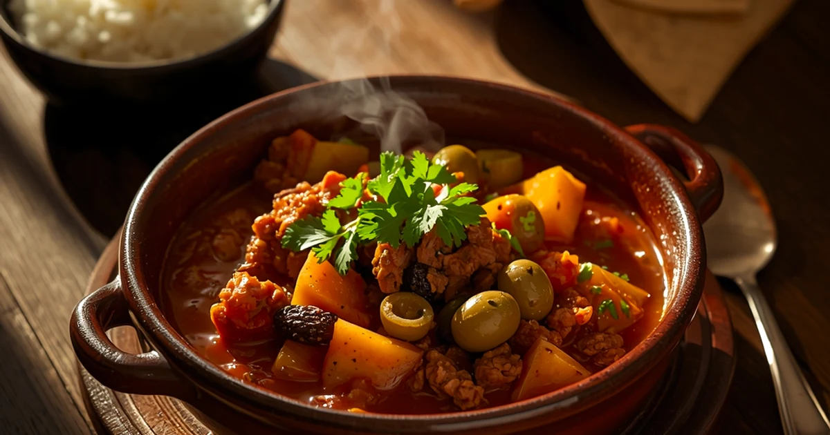 Picadillo de dinde mijoté aux épices douces et olives