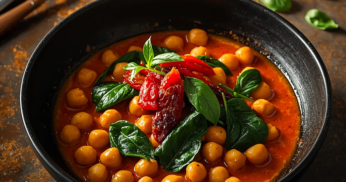 Pois chiches ultra-crémeux aux tomates séchées et basilic frais
