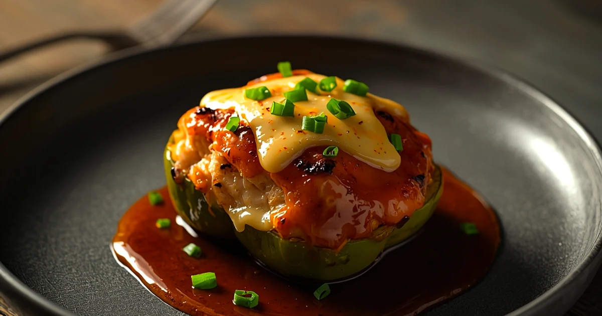 Poivrons farcis au poulet épicé et cheddar fondant
