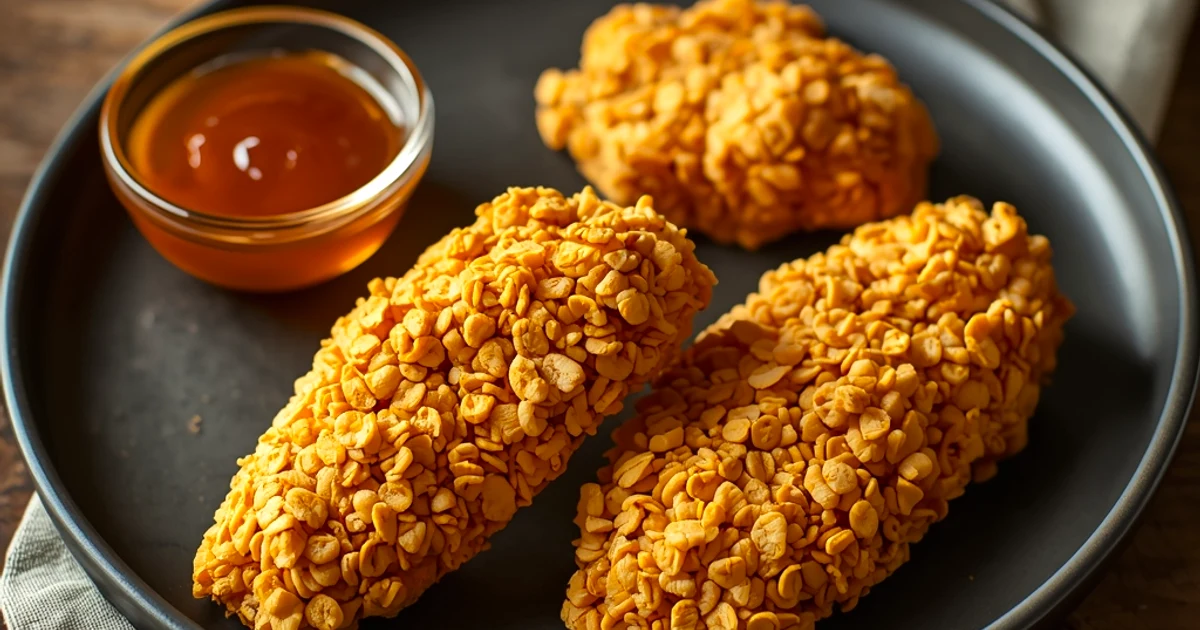 Poulet croustillant aux pétales de maïs et miel pimenté au four