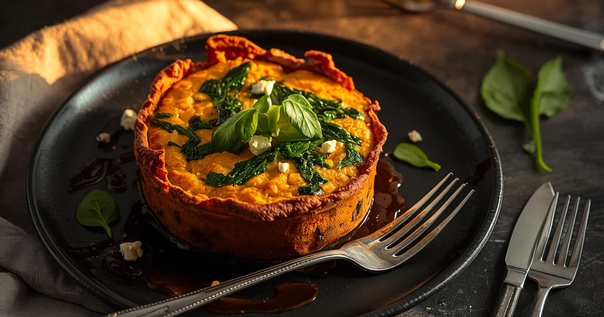 Quiche fondante aux épinards et chèvre sur croûte de patate douce