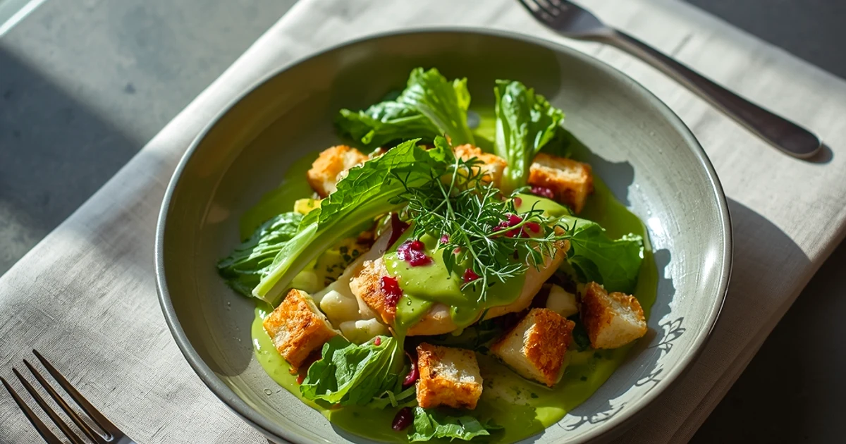 Salade César printanière au poulet et sa sauce onctueuse aux herbes fraîches