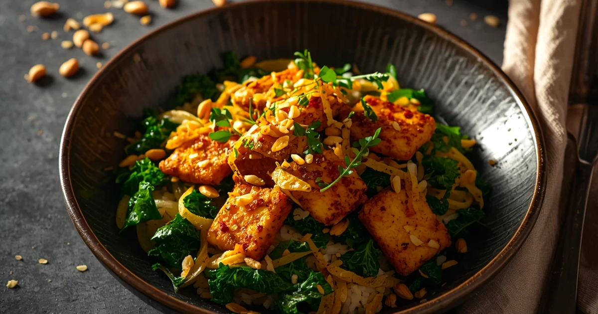 Salade de chou kale et halloumi râpé croustillant