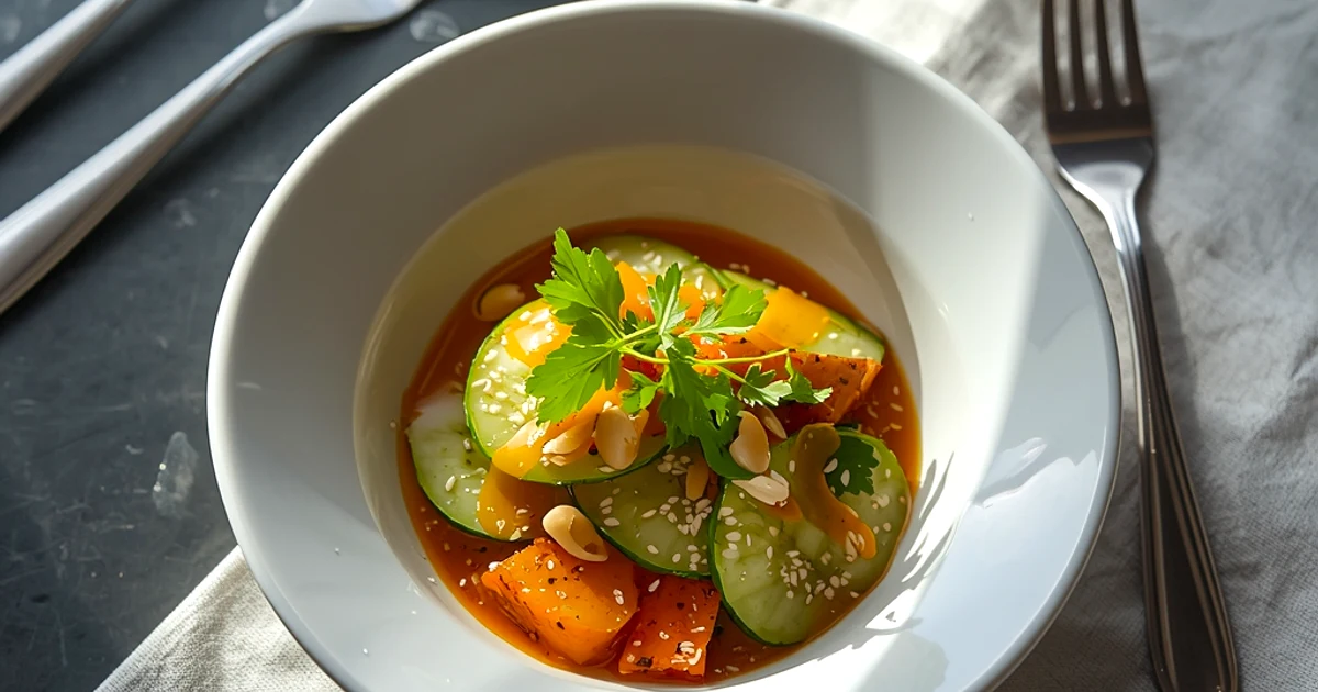 Salade de concombres croquants à la thaïlandaise et cacahuètes grillées