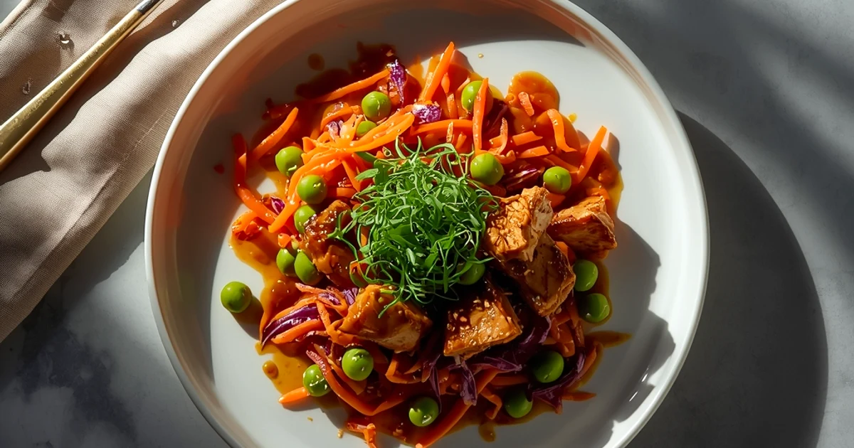 Salade croquante de poulet au sésame et chou émincé au gingembre frais
