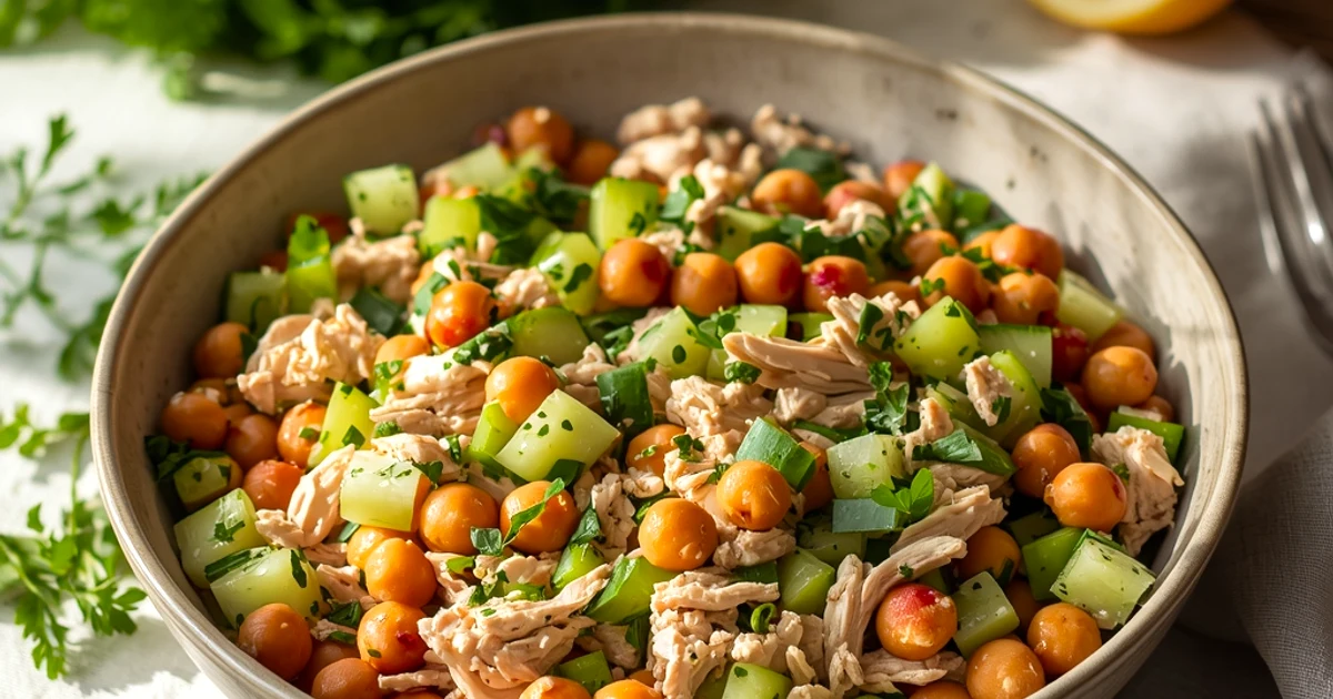 Salade fraîcheur déesse verte au poulet et pois chiches
