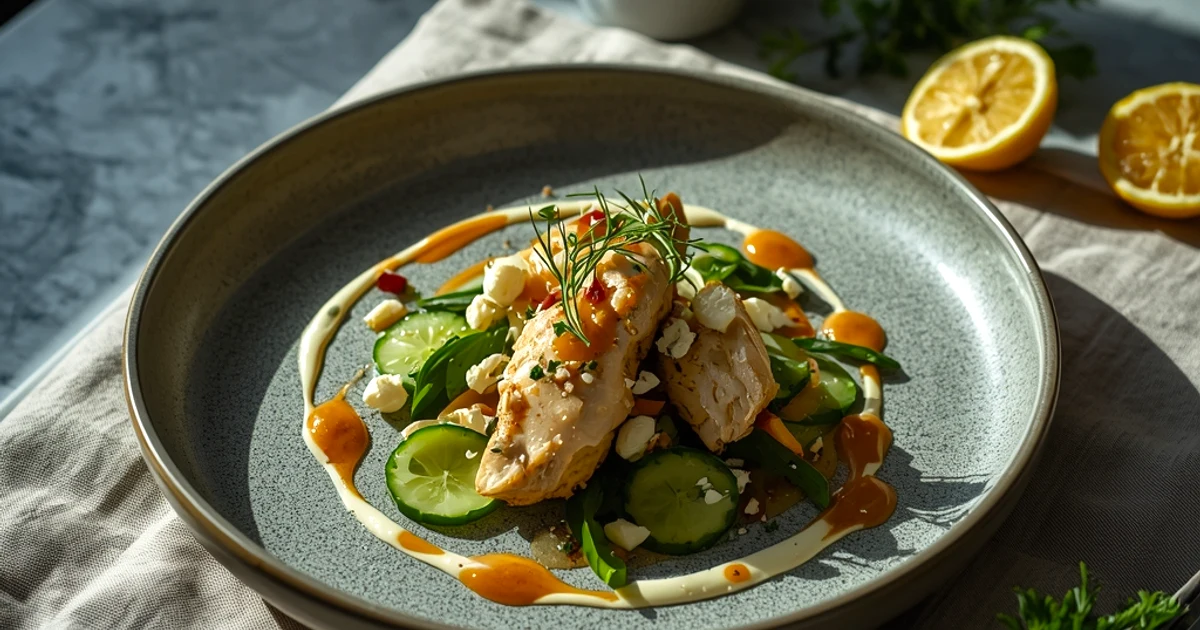 Salade de poulet au tzatziki croustillante et feta crémeuse