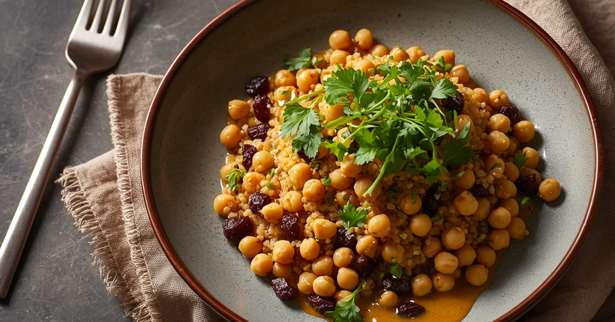 Salade de quinoa et pois chiches aux épices orientales en une seule poêlée