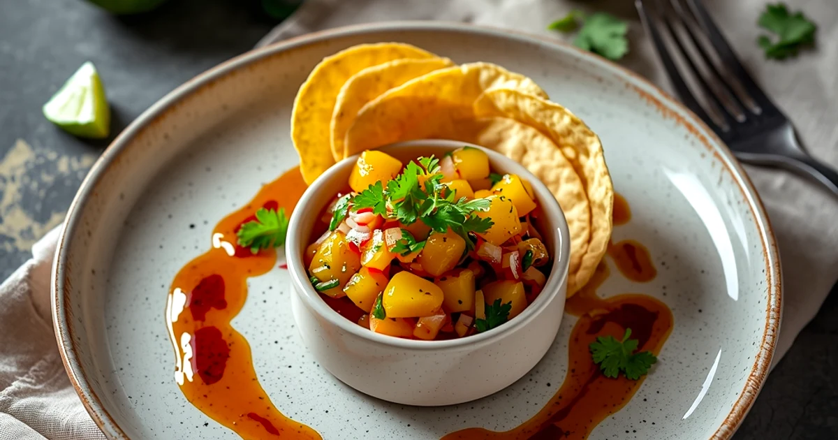 Salsa de pêches fraîches acidulée et parfumée à la coriandre