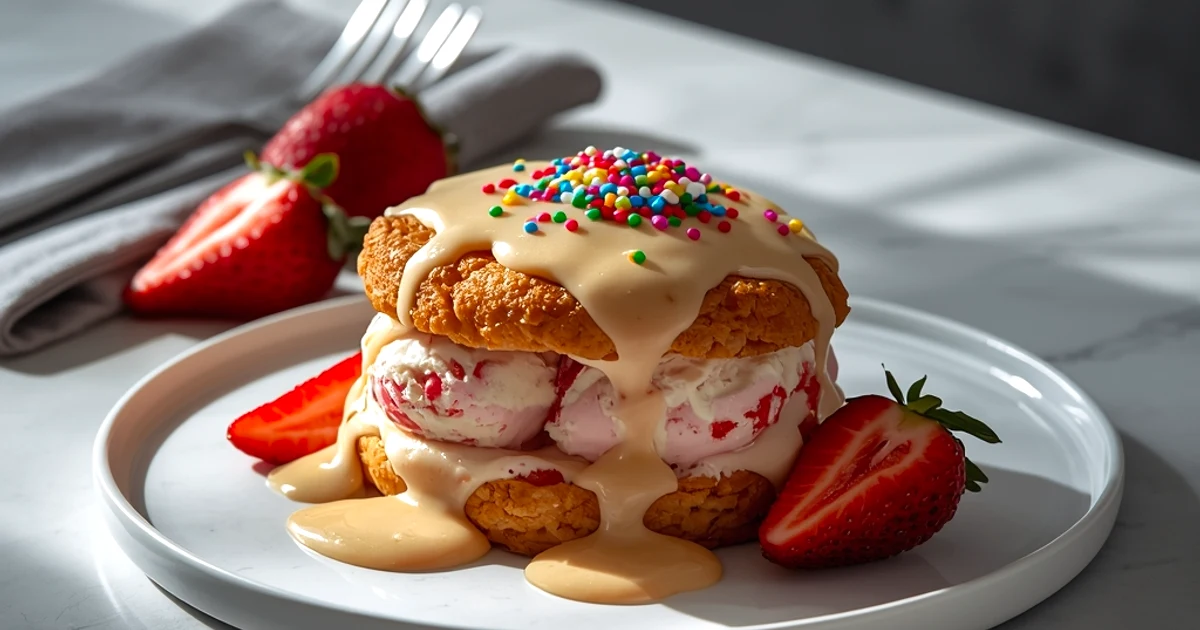 Sandwichs glacés aux biscuits fourrés à la fraise et leur glaçage onctueux à la vanille