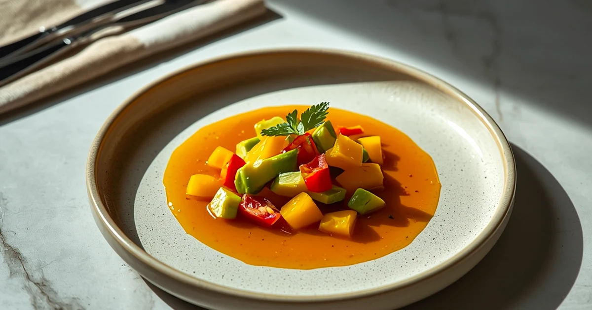 Sauce vierge à la mangue fraîche et avocat fondant aux éclats de piment