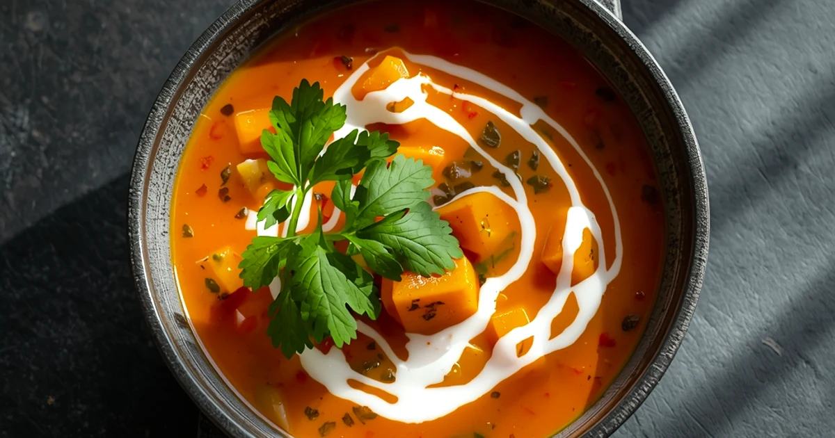 Soupe crémeuse aux lentilles corail et curry rouge thaï