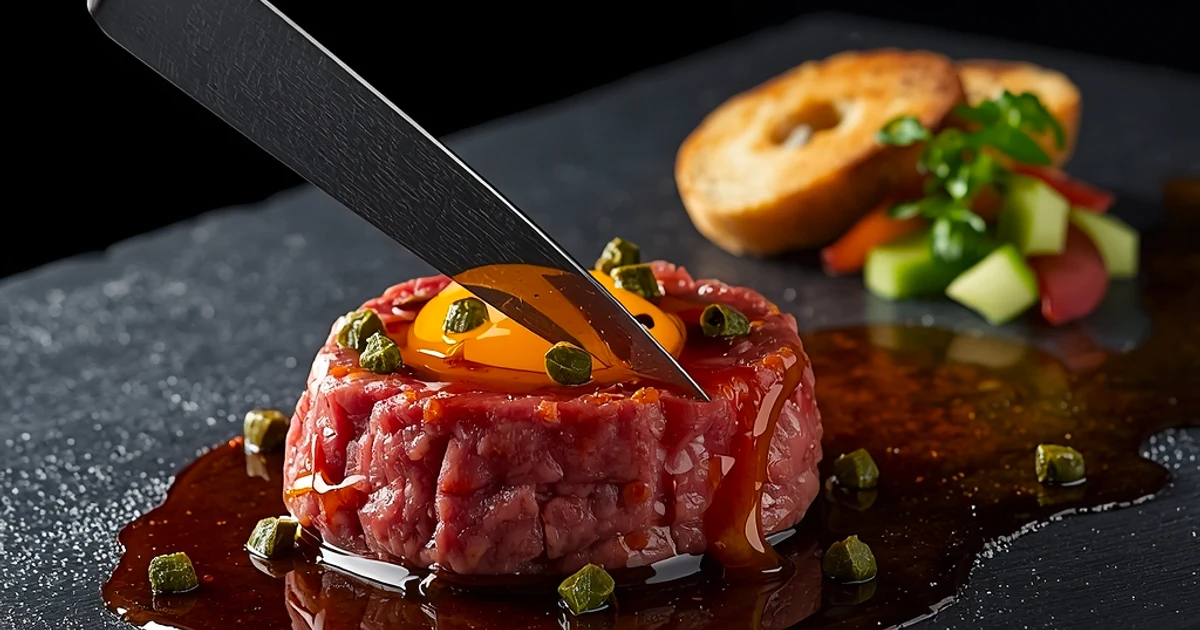 Tartare de bœuf maison coupé au couteau façon bistrot