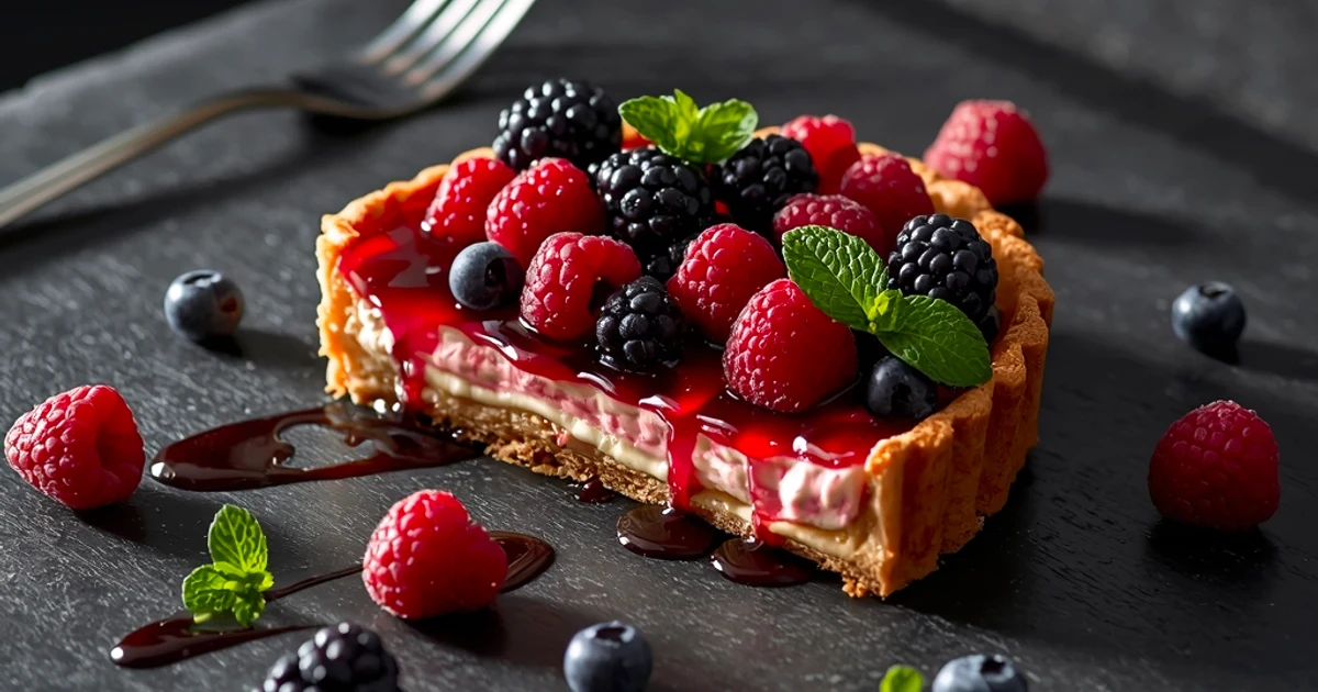 Tarte légère aux fruits rouges de printemps et crème diplomate onctueuse